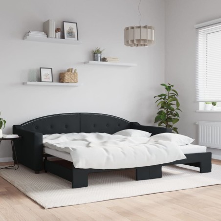 vidaXL Sofá cama nido tela negro 100x200 cm