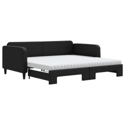 vidaXL Sofá cama nido con colchón tela negro 100x200 cm