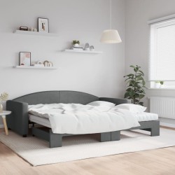 vidaXL Sofá cama nido con colchón tela gris oscuro 100x200 cm