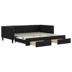 vidaXL Sofá cama nido con cajones tela negro 100x200 cm