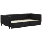 vidaXL Sofá cama nido con cajones tela negro 100x200 cm