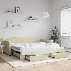 vidaXL Sofá cama nido con cajones tela color crema 100x200 cm