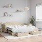 vidaXL Sofá cama nido con cajones tela color crema 100x200 cm