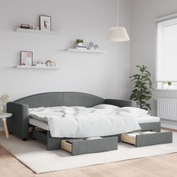 vidaXL Sofá cama nido con cajones tela gris oscuro 90x200 cm