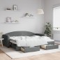 vidaXL Sofá cama nido con cajones tela gris oscuro 90x200 cm vidaXL Sofá cama nido con cajones tela gris oscuro 90x200 cm