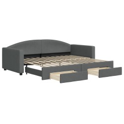 vidaXL Sofá cama nido con cajones tela gris oscuro 90x200 cm