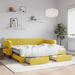 vidaXL Sofá cama nido con cajones terciopelo amarillo 80x200 cm