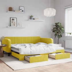 vidaXL Sofá cama nido con cajones terciopelo amarillo 100x200 cm