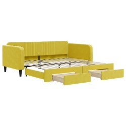 vidaXL Sofá cama nido con cajones terciopelo amarillo 100x200 cm