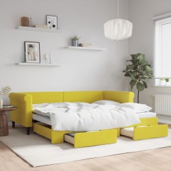 vidaXL Sofá cama nido con cajones terciopelo amarillo 90x200 cm