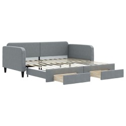 vidaXL Sofá cama nido con cajones tela gris claro 100x200 cm