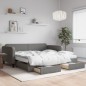 vidaXL Sofá cama nido con cajones tela gris oscuro 100x200 cm vidaXL Sofá cama nido con cajones tela gris oscuro 100x200 cm