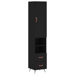 vidaXL Aparador de madera contrachapada negro 34,5x34x180 cm