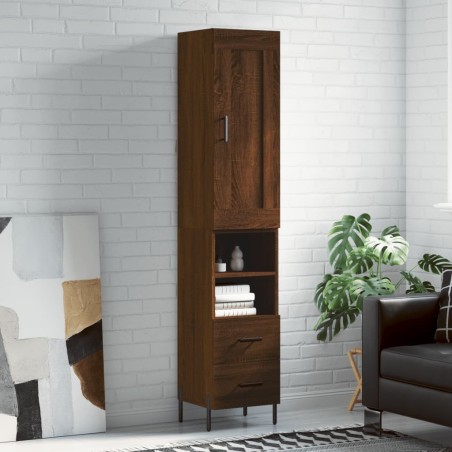 vidaXL Aparador alto madera contrachapada roble marrón 34,5x34x180 cm