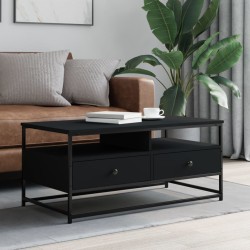 vidaXL Mesa de centro madera de ingeniería negro 100x51x45 cm