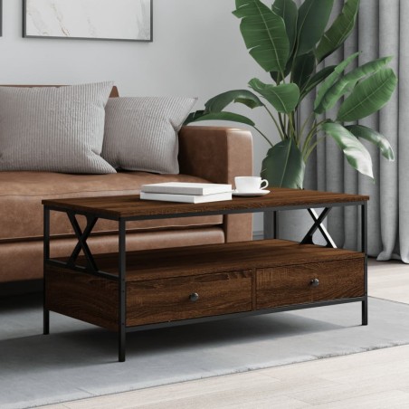 vidaXL Mesa de centro madera de ingeniería roble marrón 100x51x45 cm