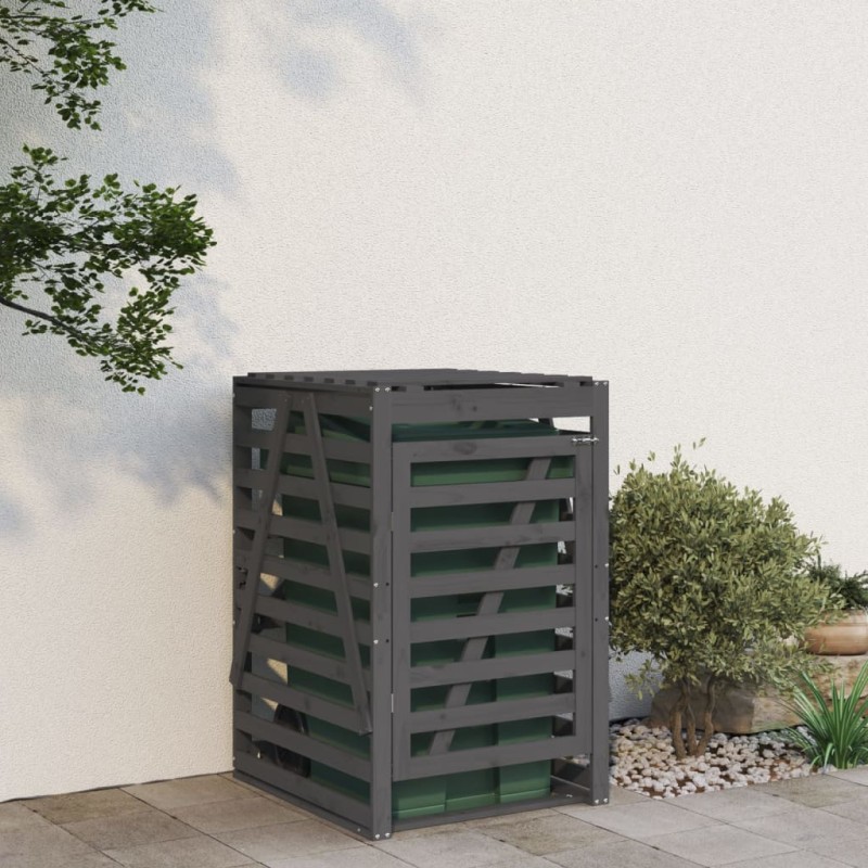 vidaXL Cobertizo para cubos de basura madera pino gris 84x90x128,5 cm vidaXL Cobertizo para cubos de basura madera pino gris 84x90x128,5 cm