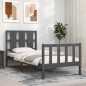 vidaXL Estructura de cama con cabecero madera maciza gris 100x200 cm