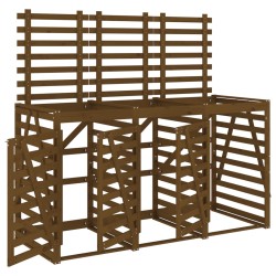 vidaXL Cobertizo triple para cubos de basura madera pino marrón miel