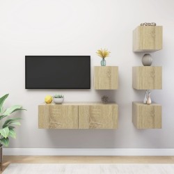 vidaXL Juego de muebles de salón 5 piezas roble Sonoma