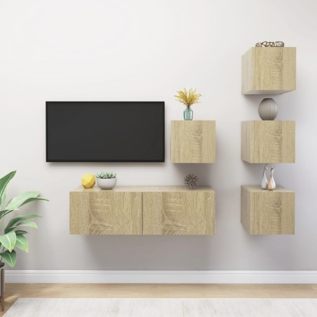 vidaXL Juego de muebles de salón 5 piezas roble Sonoma