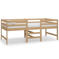 vidaXL Cama media-alta madera maciza de pino marrón miel 90x200 cm