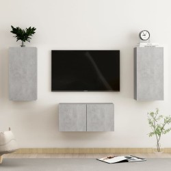 vidaXL Set de muebles de salón 3 pzas madera ingeniería gris hormigón