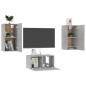 vidaXL Set de muebles de salón 3 pzas madera ingeniería gris hormigón