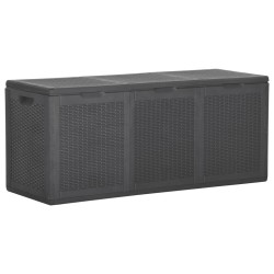 vidaXL Caja de almacenaje para jardín 270 L PP ratán negra