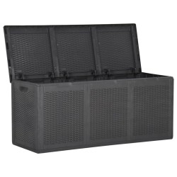 vidaXL Caja de almacenaje para jardín 270 L PP ratán negra