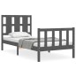 vidaXL Estructura de cama con cabecero madera maciza gris 100x200 cm