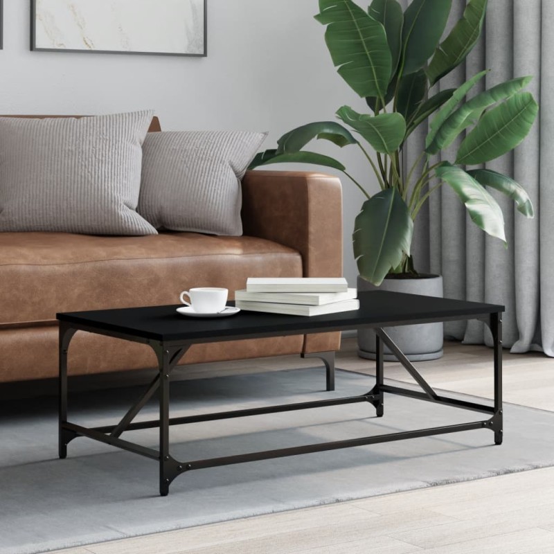vidaXL Mesa de centro de madera contrachapada negro 100x50x35 cm vidaXL Mesa de centro de madera contrachapada negro 100x50x35 cm