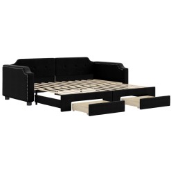 vidaXL Sofá cama nido con cajones tela negro 80x200 cm