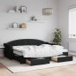 vidaXL Sofá cama nido con cajones tela negro 80x200 cm vidaXL Sofá cama nido con cajones tela negro 80x200 cm