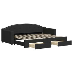 vidaXL Sofá cama nido con cajones tela negro 80x200 cm