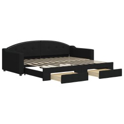 vidaXL Sofá cama nido con cajones tela negro 90x200 cm