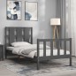 vidaXL Estructura de cama con cabecero madera maciza gris 100x200 cm