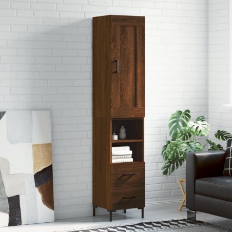 vidaXL Aparador alto madera contrachapada roble marrón 34,5x34x180 cm