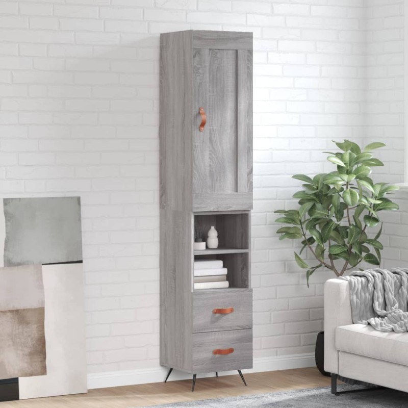 vidaXL Aparador alto madera contrachapada gris Sonoma 34,5x34x180 cm vidaXL Aparador alto madera contrachapada gris Sonoma 34,5x34x180 cm