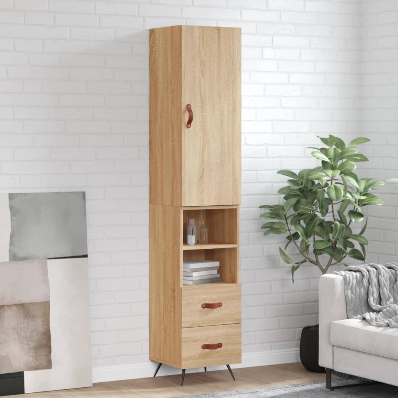 vidaXL Aparador de madera contrachapada roble Sonoma 34,5x34x180 cm vidaXL Aparador de madera contrachapada roble Sonoma 34,5x34x180 cm