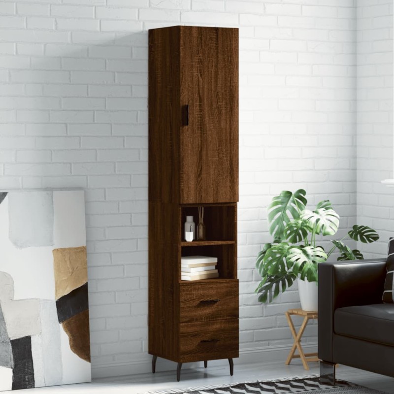 vidaXL Aparador alto madera contrachapada roble marrón 34,5x34x180 cm vidaXL Aparador alto madera contrachapada roble marrón 34,5x34x180 cm