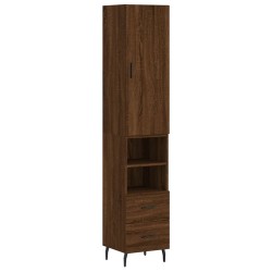 vidaXL Aparador alto madera contrachapada roble marrón 34,5x34x180 cm