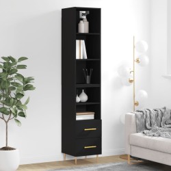 vidaXL Aparador de madera contrachapada negro 34,5x34x180 cm