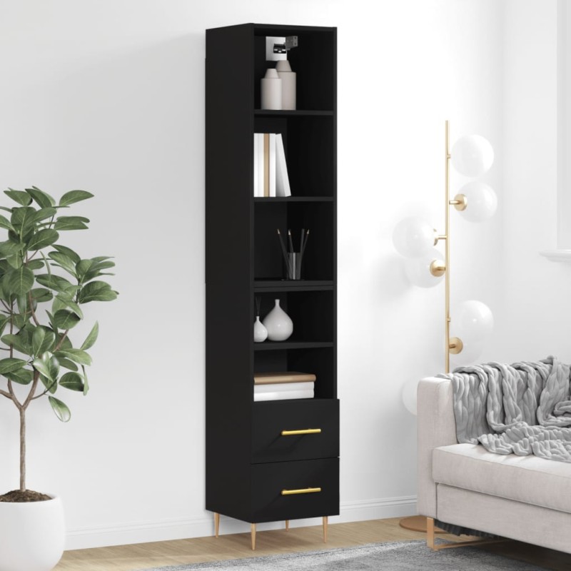 vidaXL Aparador de madera contrachapada negro 34,5x34x180 cm vidaXL Aparador de madera contrachapada negro 34,5x34x180 cm