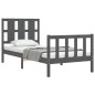 vidaXL Estructura de cama con cabecero madera maciza gris 100x200 cm
