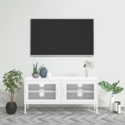vidaXL Mueble para TV de acero blanco 105x35x50 cm