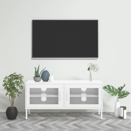 vidaXL Mueble para TV de acero blanco 105x35x50 cm