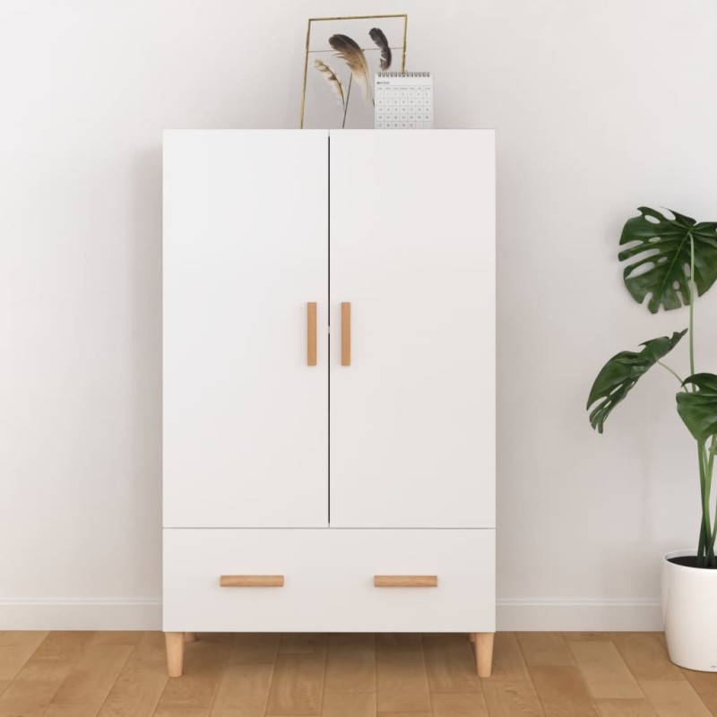 vidaXL Aparador de madera contrachapada blanco brillante 70x31x115cm vidaXL Aparador de madera contrachapada blanco brillante 70x31x115cm