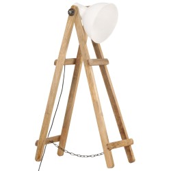 vidaXL Lámpara de pie madera maciza de mango blanca E27