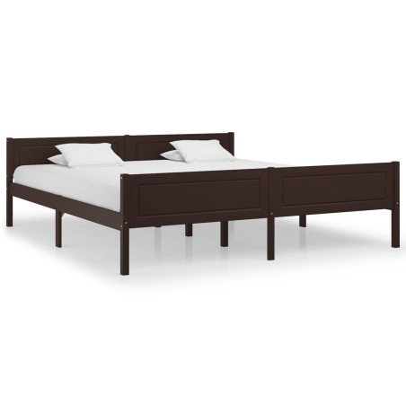 vidaXL Estructura de cama madera maciza pino marrón oscuro 180x200 cm